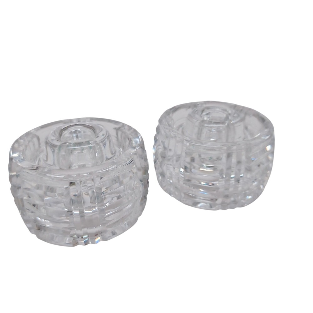 Waterford Crystal Cut Glass Taper Candle Holders Set of 2 Clear